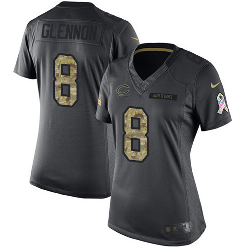 Women's Nike Chicago Bears #8 Mike Glennon Limited Black 2016 Salute to Service NFL Jersey