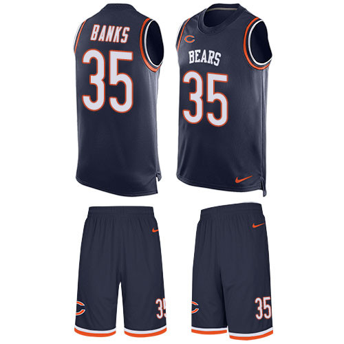 Men's Nike Chicago Bears #35 Johnthan Banks Limited Navy Blue Tank Top Suit NFL Jersey