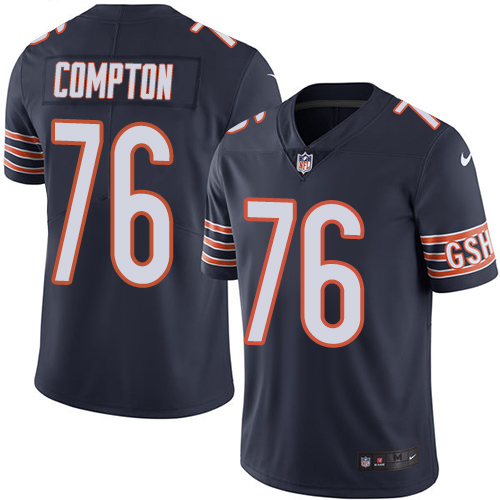 Men's Nike Chicago Bears #76 Tom Compton Navy Blue Team Color Vapor Untouchable Limited Player NFL Jersey