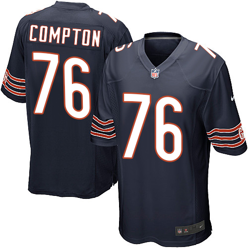 Men's Nike Chicago Bears #76 Tom Compton Game Navy Blue Team Color NFL Jersey