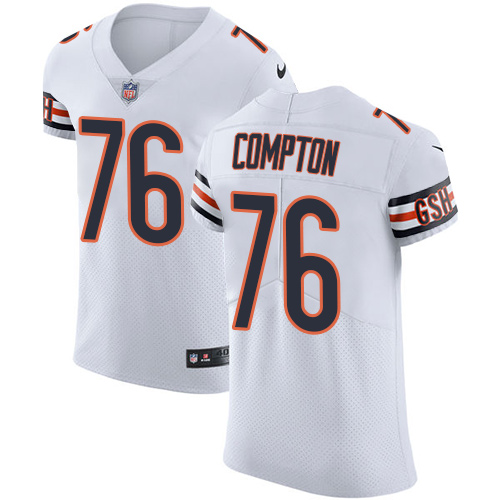 Men's Nike Chicago Bears #76 Tom Compton Elite White NFL Jersey