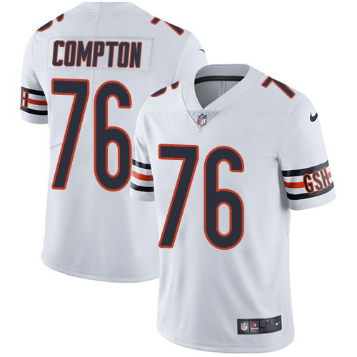 Men's Nike Chicago Bears #76 Tom Compton White Vapor Untouchable Limited Player NFL Jersey