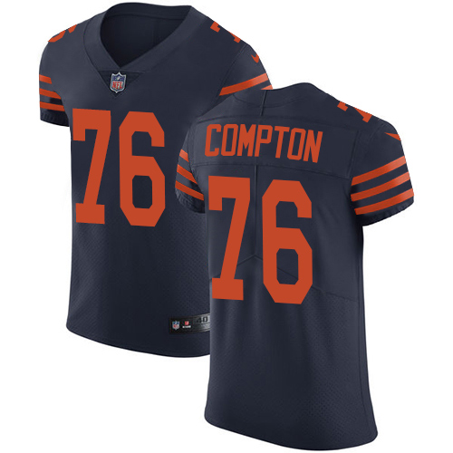 Men's Nike Chicago Bears #76 Tom Compton Elite Navy Blue Alternate NFL Jersey