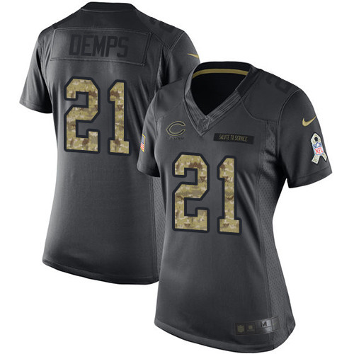 Women's Nike Chicago Bears #21 Quintin Demps Limited Black 2016 Salute to Service NFL Jersey