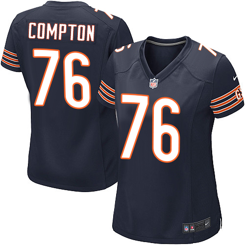 Women's Nike Chicago Bears #76 Tom Compton Game Navy Blue Team Color NFL Jersey