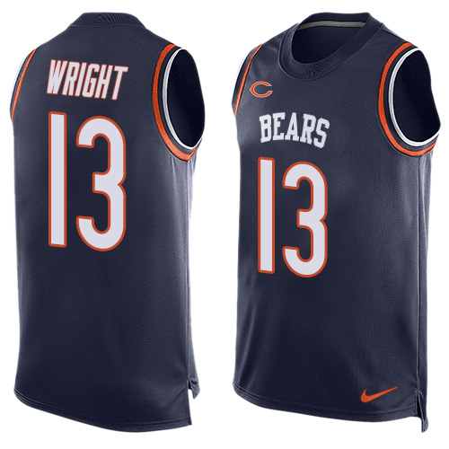 Men's Nike Chicago Bears #13 Kendall Wright Limited Navy Blue Player Name & Number Tank Top NFL Jersey