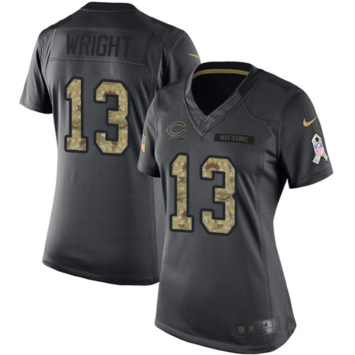 Women's Nike Chicago Bears #13 Kendall Wright Limited Black 2016 Salute to Service NFL Jersey