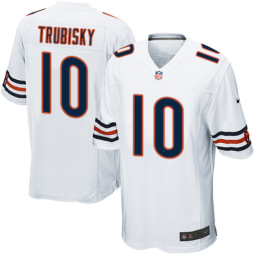 Men's Nike Chicago Bears #10 Mitchell Trubisky Game White NFL Jersey