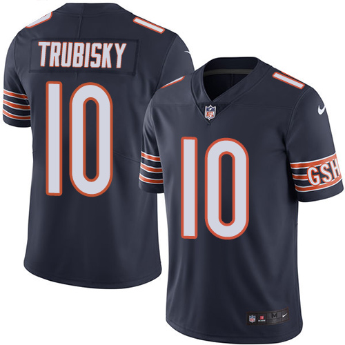 Youth Nike Chicago Bears #10 Mitchell Trubisky Navy Blue Team Color Vapor Untouchable Limited Player NFL Jersey