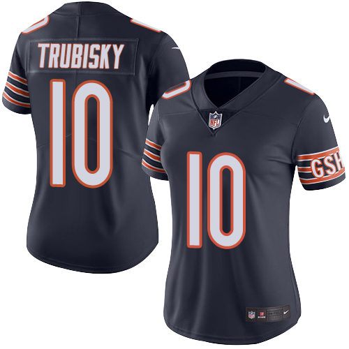 Women's Nike Chicago Bears #10 Mitchell Trubisky Navy Blue Team Color Vapor Untouchable Limited Player NFL Jersey