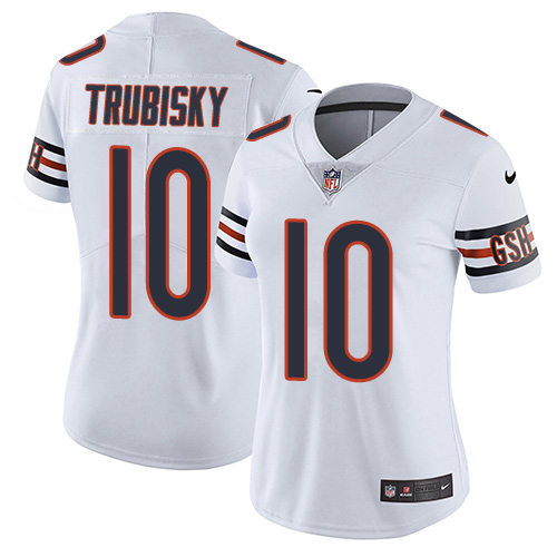 Women's Nike Chicago Bears #10 Mitchell Trubisky White Vapor Untouchable Limited Player NFL Jersey