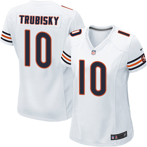 Women's Nike Chicago Bears #10 Mitchell Trubisky Game White NFL Jersey