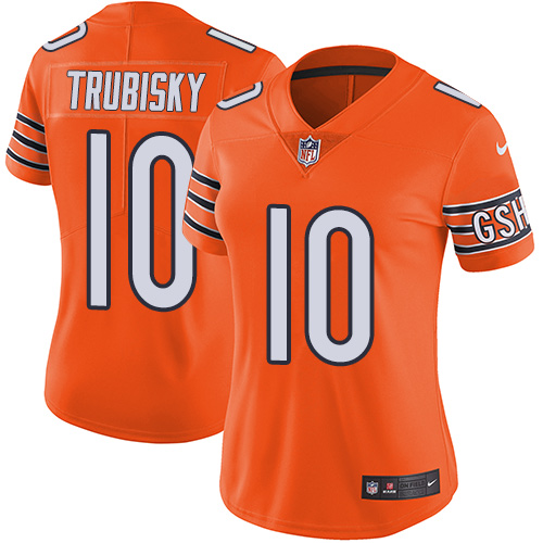 Women's Nike Chicago Bears #10 Mitchell Trubisky Limited Orange Rush Vapor Untouchable NFL Jersey