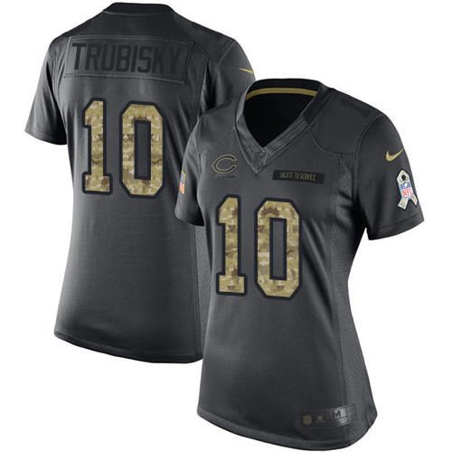 Women's Nike Chicago Bears #10 Mitchell Trubisky Limited Black 2016 Salute to Service NFL Jersey
