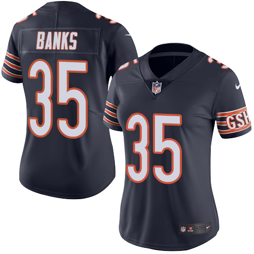 Women's Nike Chicago Bears #35 Johnthan Banks Navy Blue Team Color Vapor Untouchable Limited Player NFL Jersey