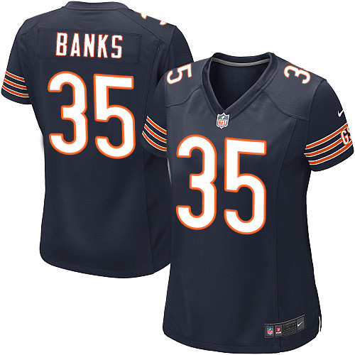 Women's Nike Chicago Bears #35 Johnthan Banks Game Navy Blue Team Color NFL Jersey