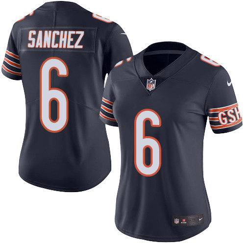 Women's Nike Chicago Bears #6 Mark Sanchez Navy Blue Team Color Vapor Untouchable Limited Player NFL Jersey