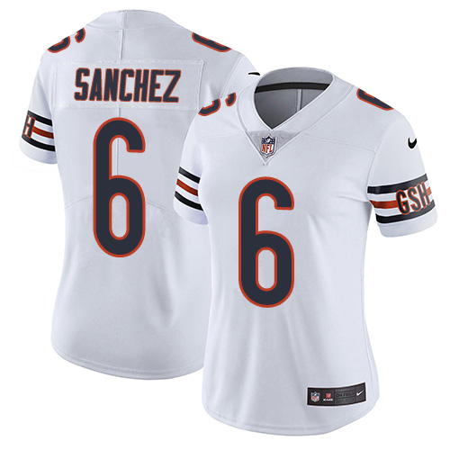 Women's Nike Chicago Bears #6 Mark Sanchez White Vapor Untouchable Limited Player NFL Jersey