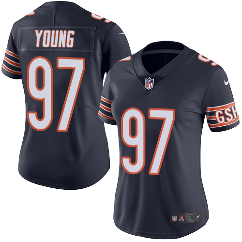 Women's Nike Chicago Bears #97 Willie Young Navy Blue Team Color Vapor Untouchable Elite Player NFL Jersey