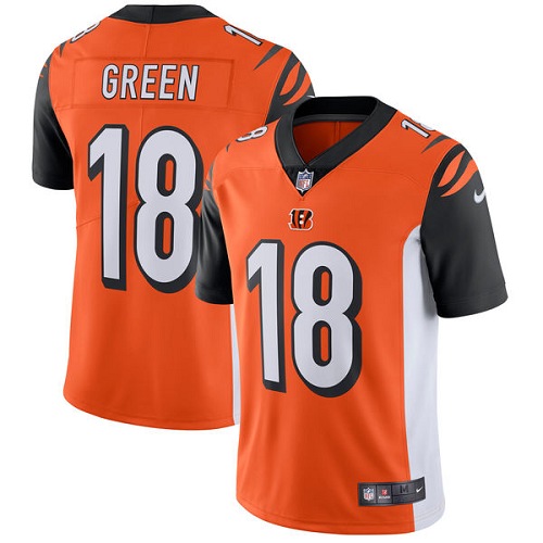 Men's Nike Cincinnati Bengals #18 A.J. Green Orange Alternate Vapor Untouchable Limited Player NFL Jersey