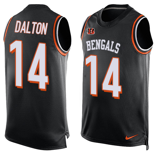 Men's Nike Cincinnati Bengals #14 Andy Dalton Limited Black Player Name & Number Tank Top NFL Jersey
