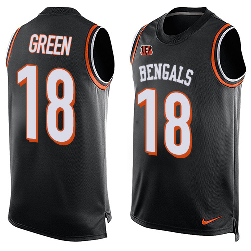 Men's Nike Cincinnati Bengals #18 A.J. Green Limited Black Player Name & Number Tank Top NFL Jersey