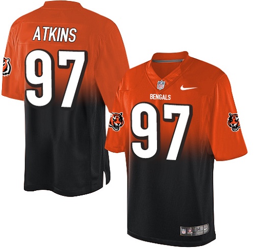 Men's Nike Cincinnati Bengals #97 Geno Atkins Elite Orange/Black Fadeaway NFL Jersey