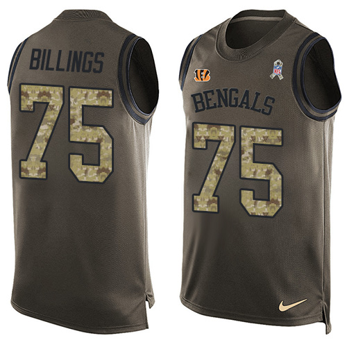 Men's Nike Cincinnati Bengals #75 Andrew Billings Limited Green Salute to Service Tank Top NFL Jersey