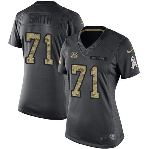 Women's Nike Cincinnati Bengals #71 Andre Smith Limited Black 2016 Salute to Service NFL Jersey