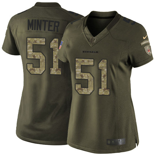 Women's Nike Cincinnati Bengals #51 Kevin Minter Limited Olive 2017 Salute to Service NFL Jersey