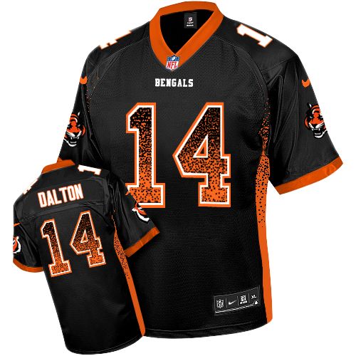 Men's Nike Cincinnati Bengals #14 Andy Dalton Elite Black Drift Fashion NFL Jersey