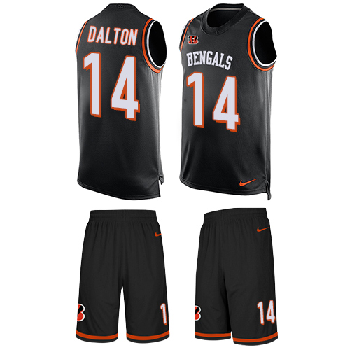Men's Nike Cincinnati Bengals #14 Andy Dalton Limited Black Tank Top Suit NFL Jersey