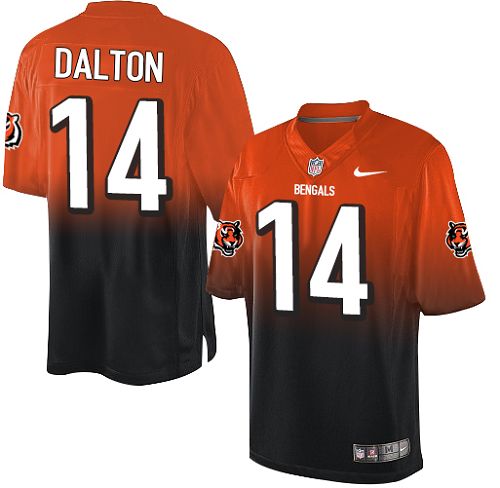 Men's Nike Cincinnati Bengals #14 Andy Dalton Elite Orange/Black Fadeaway NFL Jersey