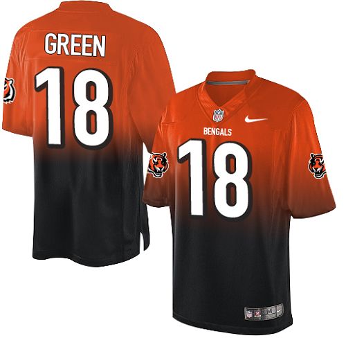 Men's Nike Cincinnati Bengals #18 A.J. Green Elite Orange/Black Fadeaway NFL Jersey
