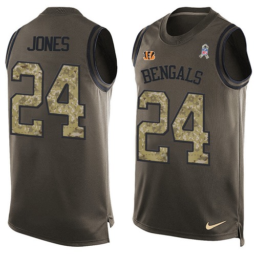 Men's Nike Cincinnati Bengals #24 Adam Jones Limited Green Salute to Service Tank Top NFL Jersey