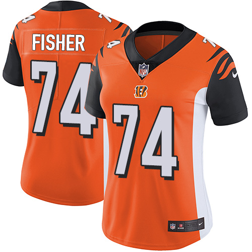 Women's Nike Cincinnati Bengals #74 Jake Fisher Orange Alternate Vapor Untouchable Limited Player NFL Jersey