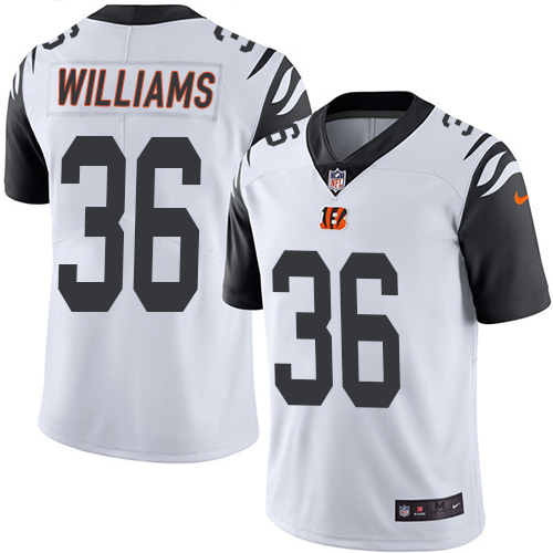 Men's Nike Cincinnati Bengals #36 Shawn Williams Limited White Rush Vapor Untouchable NFL Jersey