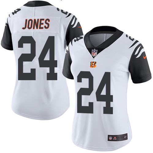 Women's Nike Cincinnati Bengals #24 Adam Jones Limited White Rush Vapor Untouchable NFL Jersey