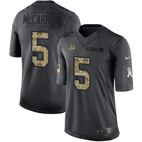Men's Nike Cincinnati Bengals #5 AJ McCarron Limited Black 2016 Salute to Service NFL Jersey