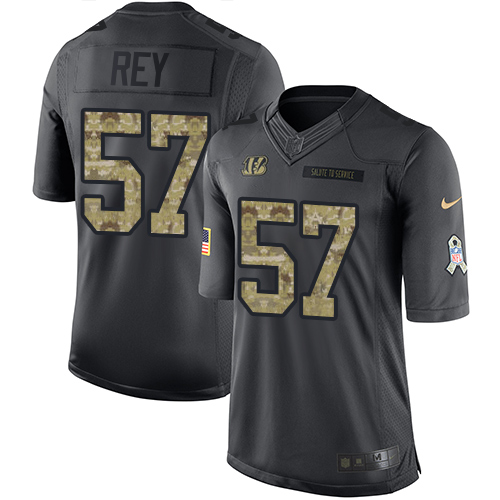 Men's Nike Cincinnati Bengals #57 Vincent Rey Limited Black 2016 Salute to Service NFL Jersey