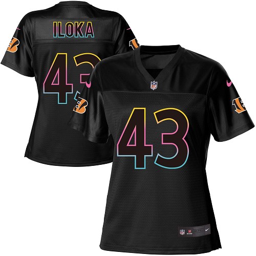 Women's Nike Cincinnati Bengals #43 George Iloka Game Black Fashion NFL Jersey