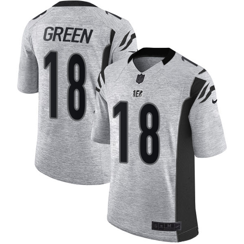 Men's Nike Cincinnati Bengals #18 A.J. Green Limited Gray Gridiron II NFL Jersey