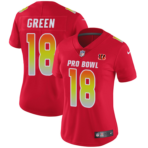Women's Nike Cincinnati Bengals #18 A.J. Green Limited Red 2018 Pro Bowl NFL Jersey