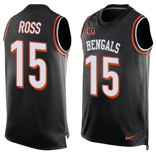 Men's Nike Cincinnati Bengals #15 John Ross Limited Black Player Name & Number Tank Top NFL Jersey