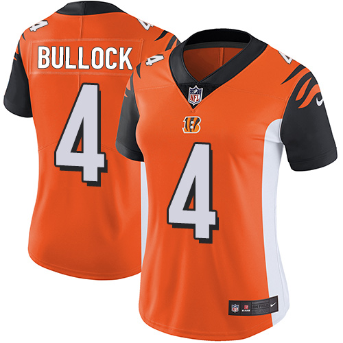 Women's Nike Cincinnati Bengals #4 Randy Bullock Orange Alternate Vapor Untouchable Limited Player NFL Jersey