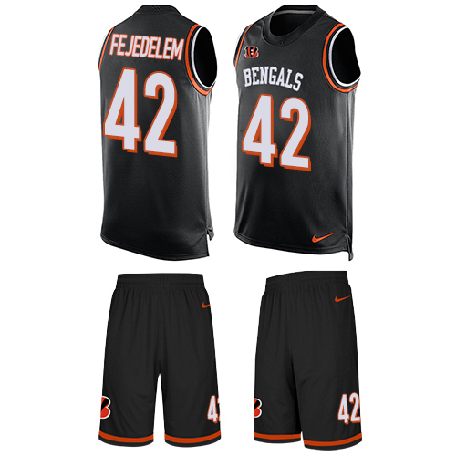 Men's Nike Cincinnati Bengals #42 Clayton Fejedelem Limited Black Tank Top Suit NFL Jersey