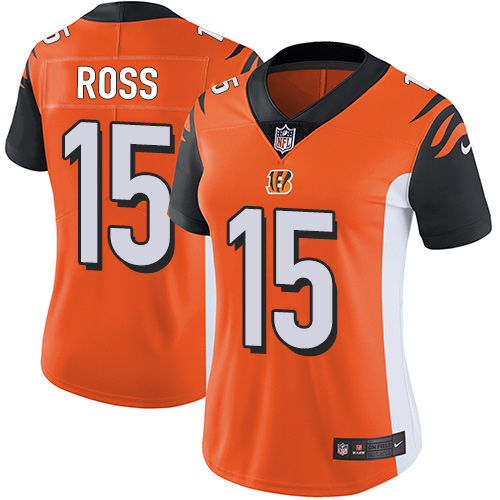 Women's Nike Cincinnati Bengals #15 John Ross Orange Alternate Vapor Untouchable Limited Player NFL Jersey
