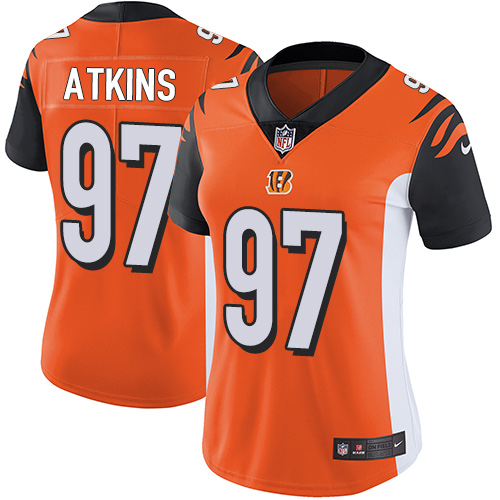 Women's Nike Cincinnati Bengals #97 Geno Atkins Orange Alternate Vapor Untouchable Elite Player NFL Jersey
