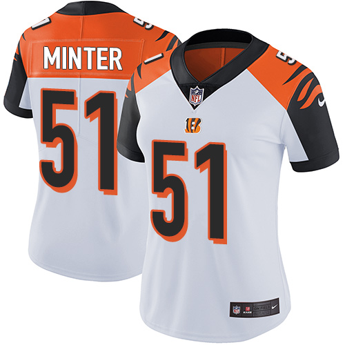 Women's Nike Cincinnati Bengals #51 Kevin Minter White Vapor Untouchable Limited Player NFL Jersey