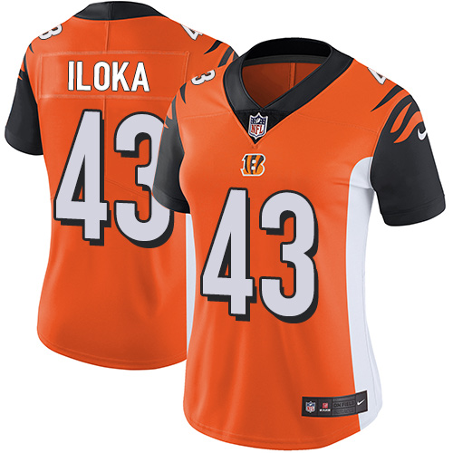 Women's Nike Cincinnati Bengals #43 George Iloka Orange Alternate Vapor Untouchable Elite Player NFL Jersey